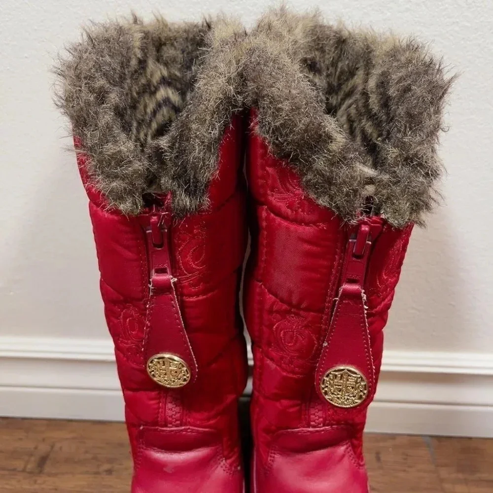 Juicy Couture Quilted Faux  Fur Snowflurry Lining Winter Wedge Boots